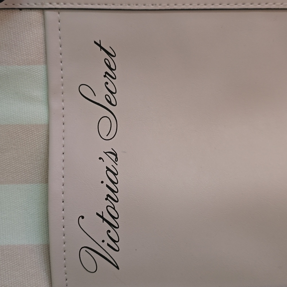 Victoria's Secret Pink White Stripe Large Canvas Tote Zip Top NWT - Picture 5 of 8